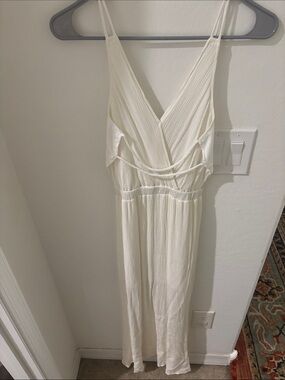 Lulu's Cream V-Neck Maxi Dress